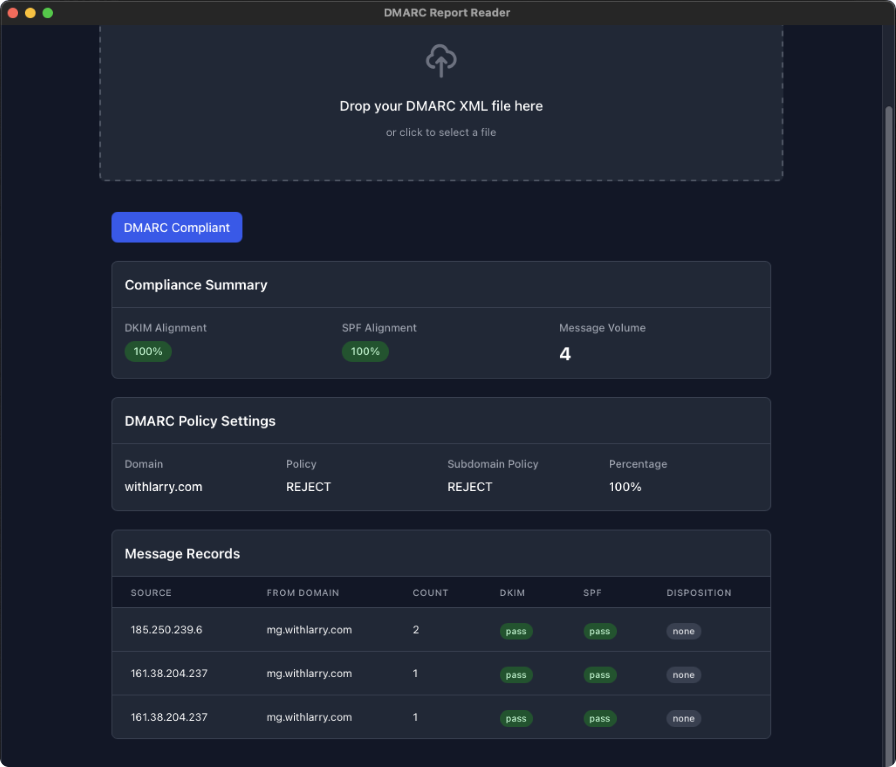DMARC Report Reader